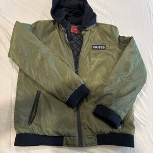 Kids GUESS jacket green bomber, unisex , great condition, size 16, first owner